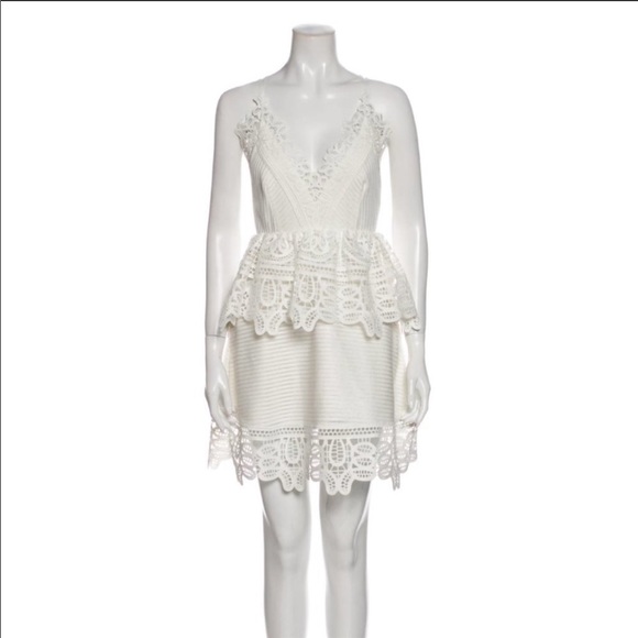 Self-Portrait White Lace Open-Back A Line Dress - Picture 5 of 7